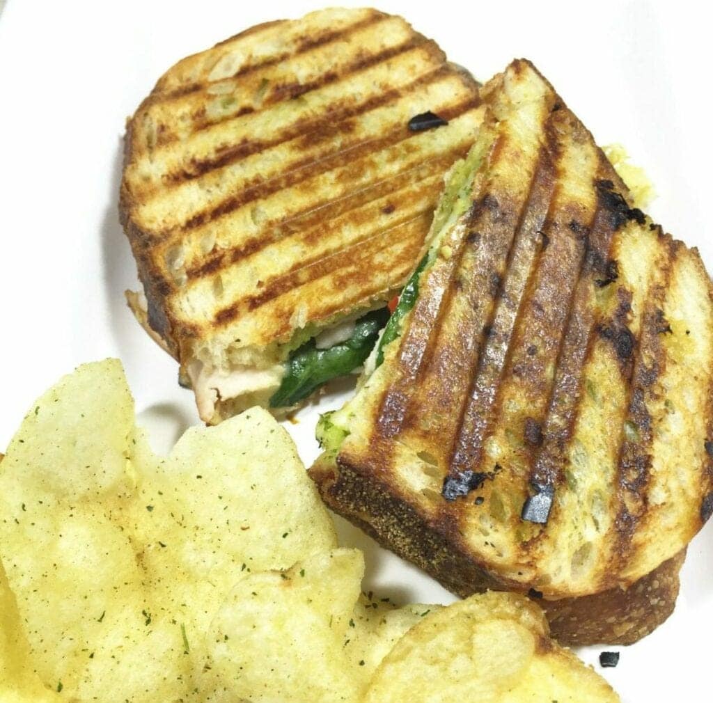 Turkey Panini with potato chips