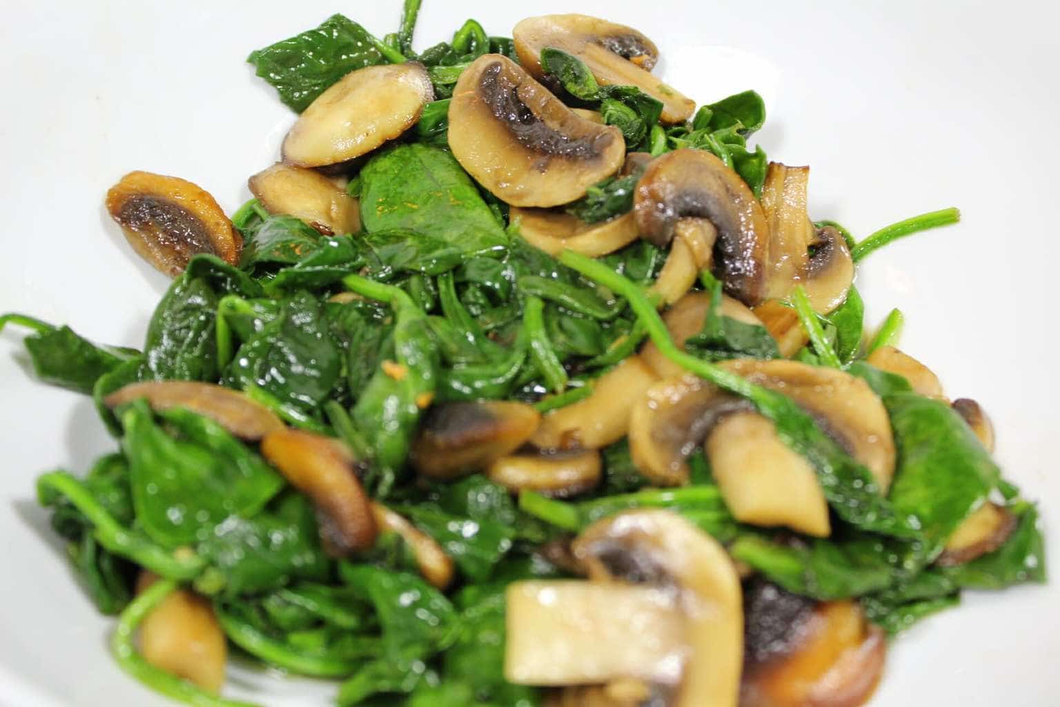 Sauteed Spinach with Caramelized Mushrooms