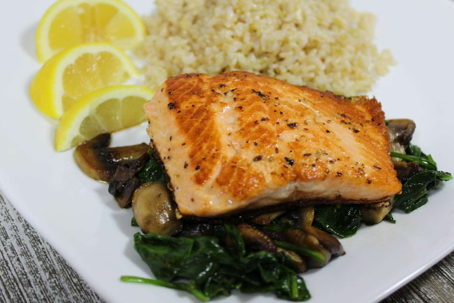 Arctic Char on a bed of spinach