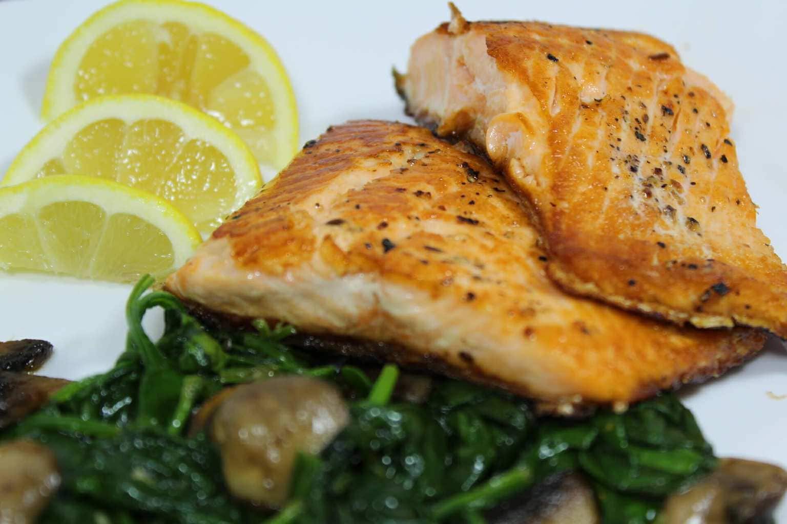 Arctic Char on a bed of spinach