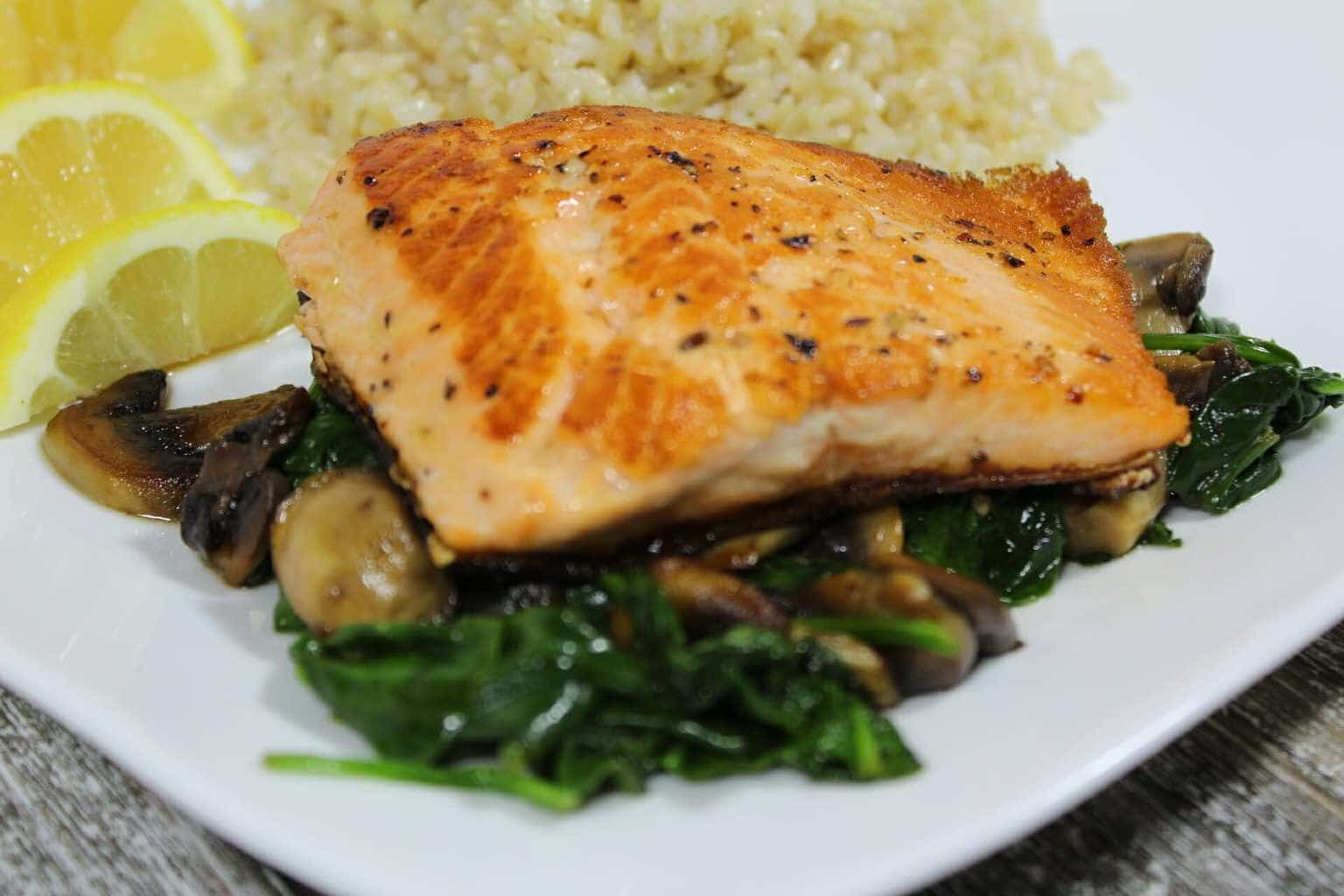 Arctic Char on a bed of spinach