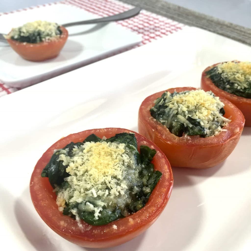 Roasted Tomatoes with Spinach and Parmesan