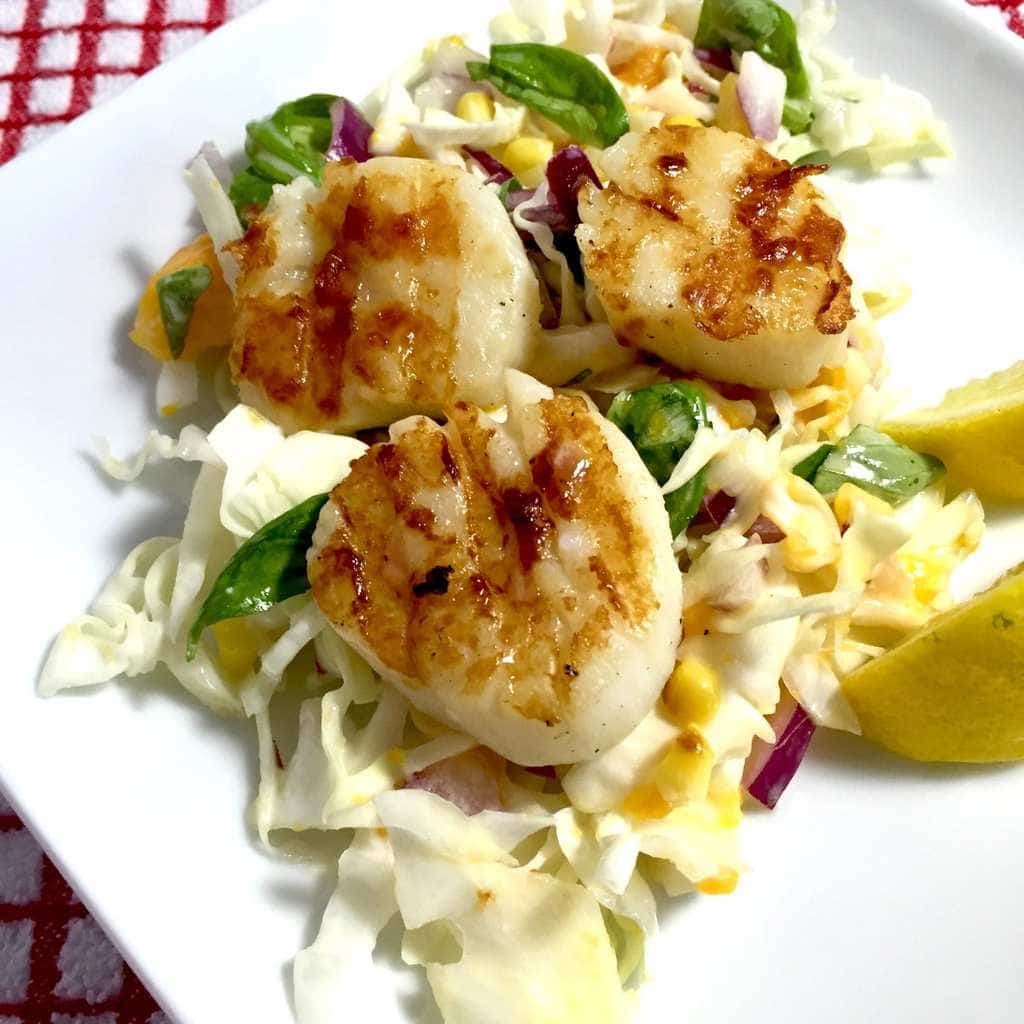 Sea Scallops with Mango Slaw