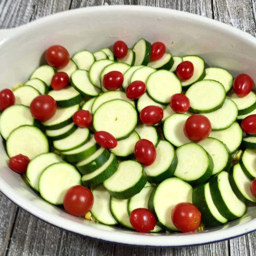 Vegetable Tian with Zucchini and Roasted Corn