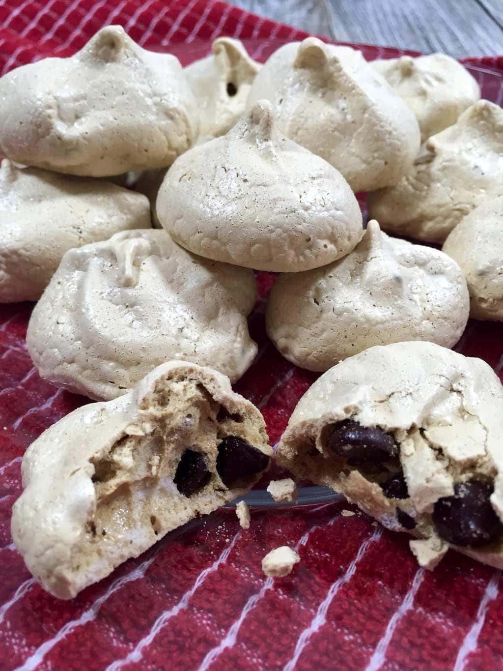 Espresso Meringues with Chocolate Chips