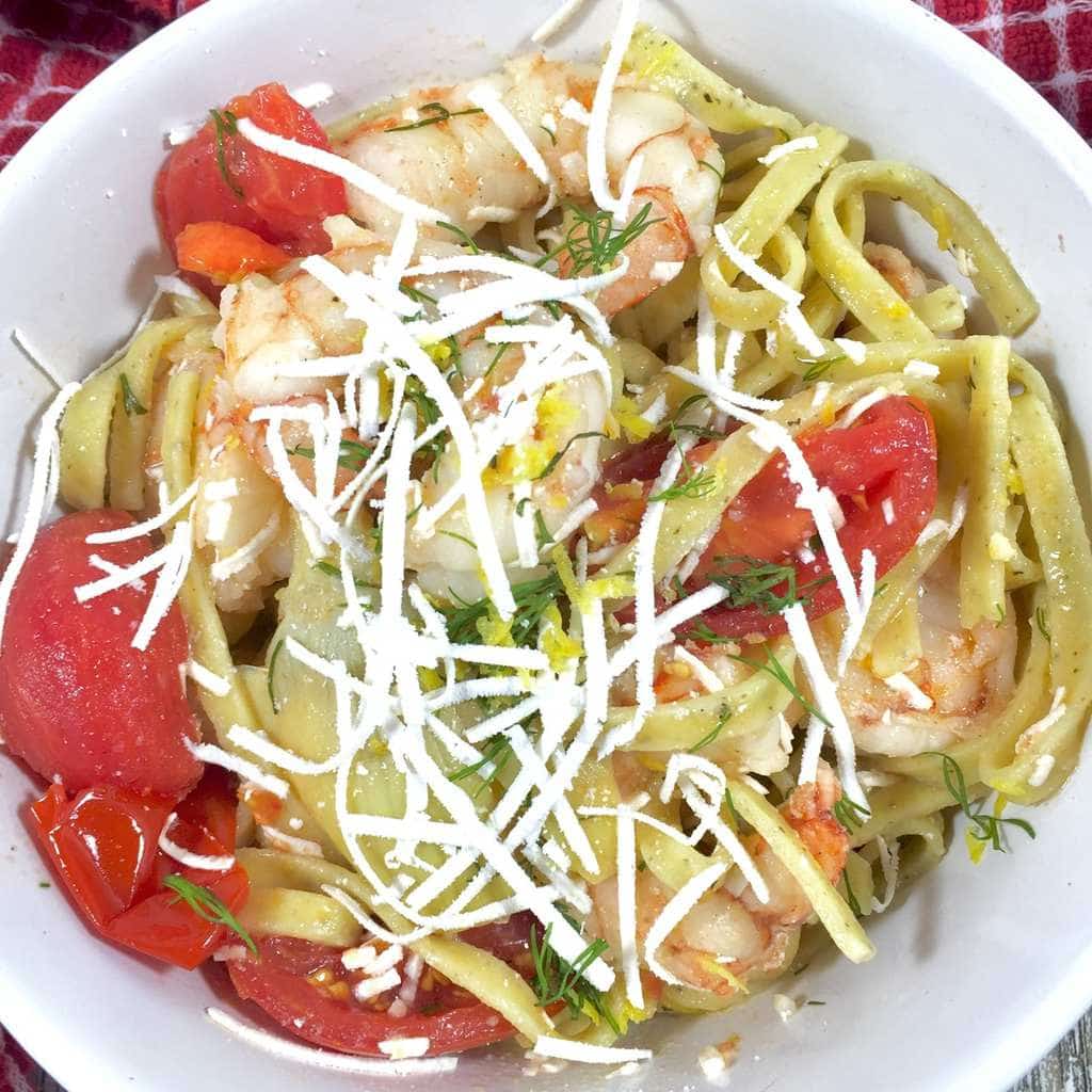 Lemon Fettuccini with Shrimp