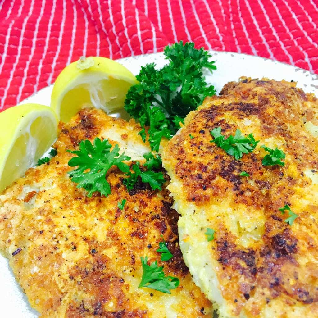 Parmesan Chicken on a white plate