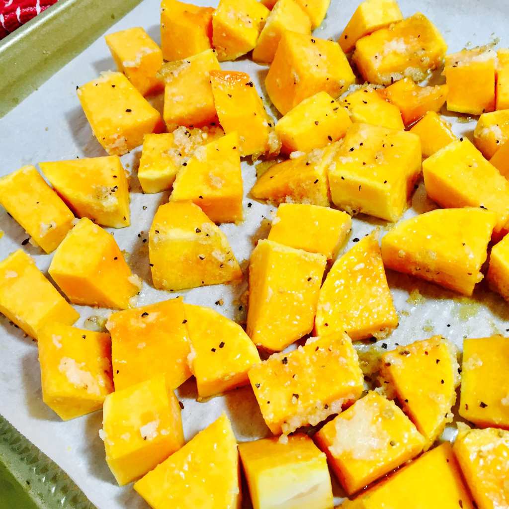 Cubed butternut squash with spices