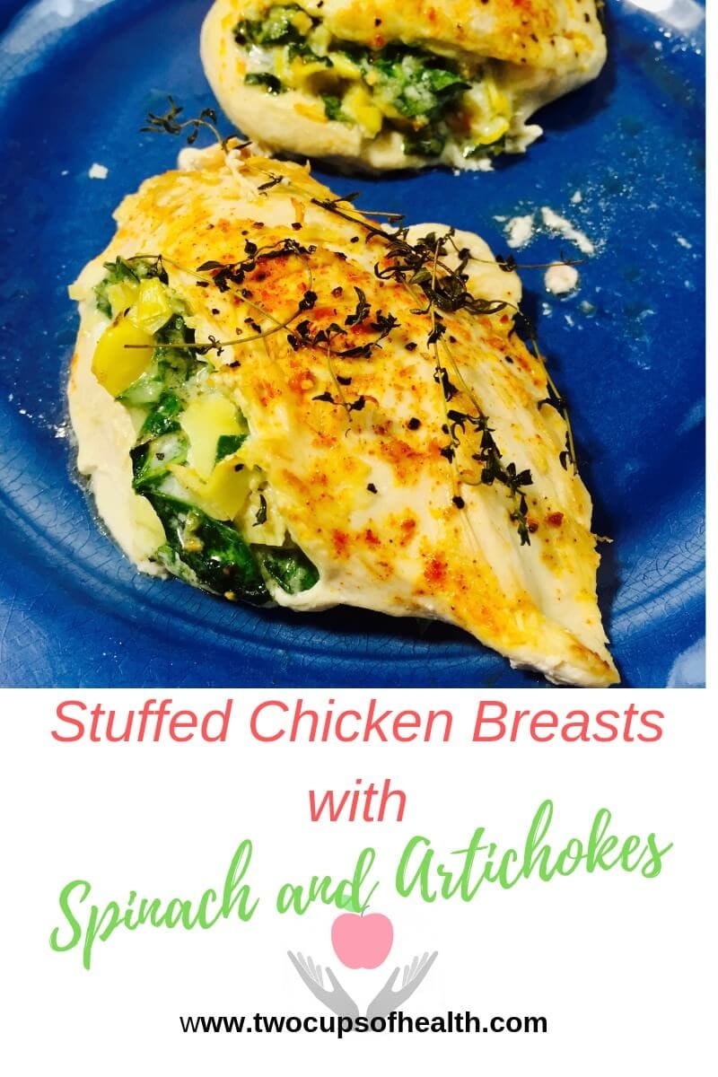 Stuffed Chicken Breasts with Spinach and Artichokes Pinterest pin
